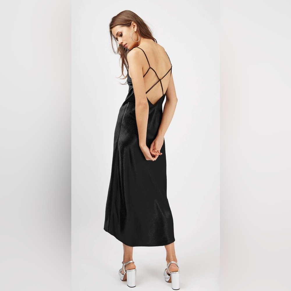 Topshop Two Strap Satin Midaxi Dress